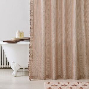 West Elm Fleur pinstripe ruffle shower curtain
